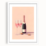 Abstract art print featuring soft, muted colors on a white framed poster, ideal for dining room decor.