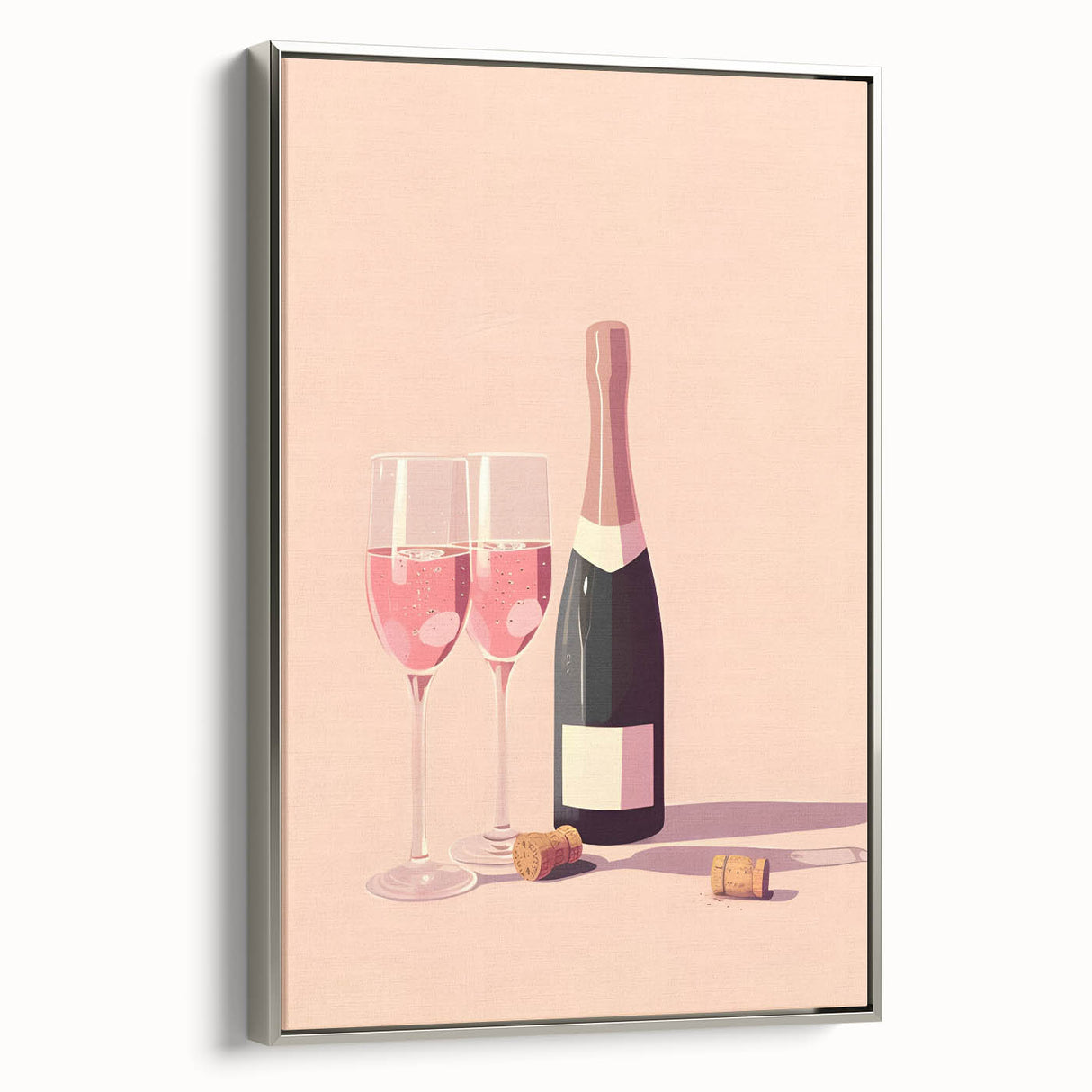 Landscape art painting featuring a colorful vintage poster design on a black background, framed canvas.