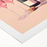 Art deco poster featuring a stylized cocktail glass, in bold black and golden tones, printed on rolled canvas.