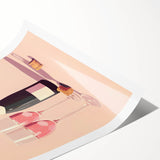 Extra large wall art featuring line art flowers in black on white, ideal for large living room wall decor.