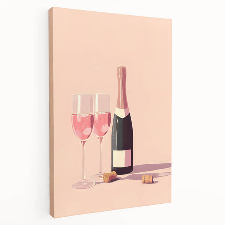 Large stretched canvas featuring a colorful illustration of various fruits and beverages, ideal for kitchen wall art.