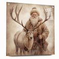 Elegant Holiday Wall Art-Santa with Reindeer Holiday Decor Print