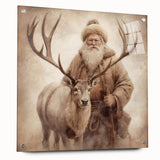 Elegant Holiday Wall Art-Santa with Reindeer Holiday Decor Print