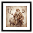 Elegant Holiday Wall Art-Santa with Reindeer Holiday Decor Print