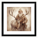 Elegant Holiday Wall Art-Santa with Reindeer Holiday Decor Print