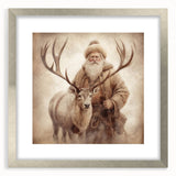 Elegant Holiday Wall Art-Santa with Reindeer Holiday Decor Print