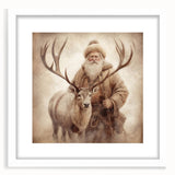Elegant Holiday Wall Art-Santa with Reindeer Holiday Decor Print