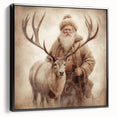 Elegant Holiday Wall Art-Santa with Reindeer Holiday Decor Print