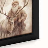 Elegant Holiday Wall Art-Santa with Reindeer Holiday Decor Print
