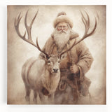 Elegant Holiday Wall Art-Santa with Reindeer Holiday Decor Print
