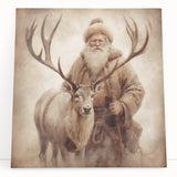 Elegant Holiday Wall Art-Santa with Reindeer Holiday Decor Print