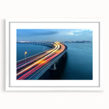 Landscape bridge frame with a white mat, showcasing a modern design suitable for home decor. The elegant frame enhances artwork presentation, ideal for living rooms or offices.