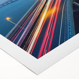 Rolled canvas showcasing a vibrant landscape bridge design with rich colors and intricate details, securely packaged in a protective cardboard tube. Perfect for decor enthusiasts seeking unique wall art.