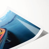 Landscape bridge rolled print showcasing a serene natural scene with vibrant colors and detailed textures, elegantly packaged in a protective cardboard tube for safe delivery.