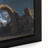 Close-up of a framed landscape canvas featuring vibrant canyons in warm earth tones, showcasing intricate textures and details, perfect for home decor.