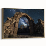 Framed canvas art depicting a stunning landscape of vibrant canyons, accented with a gold frame. Ideal for enhancing home decor with natural beauty.