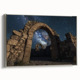 Framed canvas artwork showcasing a stunning landscape of canyons, featuring vibrant colors and intricate details, set against a silver frame for an elegant finish. Perfect for enhancing modern decor.