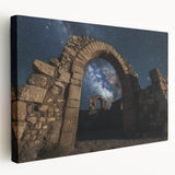 Stretched canvas artwork depicting a stunning landscape view of colorful canyons at sunset, showcasing rich hues of orange, red, and purple, ideal for home decor.