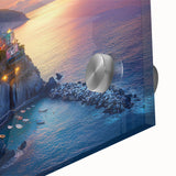 Close-up of a vibrant acrylic landscape artwork depicting a serene countryside scene, showcasing lush green fields, rolling hills, and a clear blue sky, perfect for home decor.