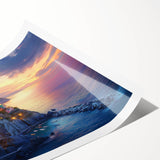 Vibrant countryside landscape rolled print showcasing lush green fields under a clear blue sky, elegantly packaged in a protective cardboard tube for easy transport.