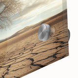 Close-up of a vibrant desert landscape acrylic artwork featuring warm hues of orange and yellow, showcasing detailed textures and patterns that evoke a serene, arid environment. Perfect for adding a touch of nature-inspired decor to any space.