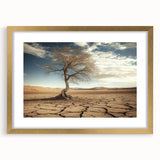 Desert landscape artwork framed in gold with a white mat, showcasing vibrant colors and intricate details, perfect for enhancing modern home decor.