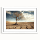 Desert landscape framed art print with a white mat, showcasing warm tones of sandy beige and soft orange, ideal for modern home decor.