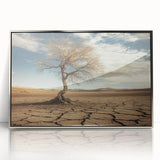 Framed acrylic artwork depicting a serene desert landscape with vibrant colors, enhancing modern decor with a touch of nature's beauty.