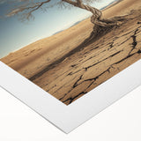 Vibrant rolled canvas featuring a stunning desert landscape artwork, showcasing warm tones of orange and yellow with intricate details, perfect for home decor.