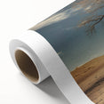 Desert landscape rolled canvas art showcasing vibrant colors and intricate details, ideal for home decor or art enthusiasts, packaged securely in a cardboard tube.