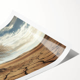 Desert landscape rolled canvas print showcasing warm earthy tones and intricate details, elegantly packaged in a protective cardboard tube for easy display.