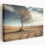 Desert landscape stretched canvas art showcasing vibrant hues of orange and yellow with soft, flowing lines, perfect for home decor or office ambiance.