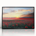 Framed acrylic landscape artwork showcasing vibrant green fields under a clear blue sky, presented in a sleek black frame, ideal for modern home decor.