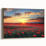 Framed canvas artwork showcasing a vibrant landscape of golden fields, capturing the essence of nature's beauty in a stylish side view presentation. Ideal for home decor.