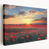 Stretched canvas artwork depicting vibrant green fields under a clear blue sky, showcasing a serene landscape ideal for home decor. Perfect for nature enthusiasts.