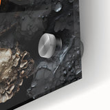 Large abstract wall art in mid-century modernist style on acrylic, featuring organic shapes in earth tones.