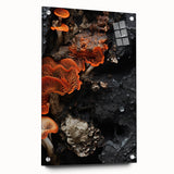 Large abstract wall art on acrylic glass featuring swirling blue and gray patterns.