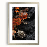 Textured abstract art print in neutral tones on a framed canvas, ideal for modern bedroom ambiance.