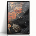 Large abstract wall art in black and white, framed in black acrylic, suitable for modern living room decor.