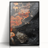 Large abstract wall art in black and white, framed in black acrylic, suitable for modern living room decor.
