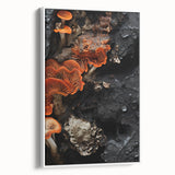 Vintage poster art on framed canvas depicting colorful, natural close-up elements, ideal for living room ambiance.