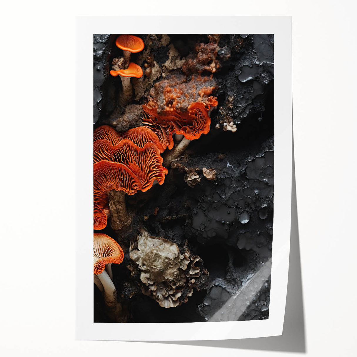 Extra large rolled print of close-up floral elements in natural tones, ideal for art wall dining room or bathroom decor.