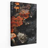 Large abstract art on stretched canvas, featuring natural close-up elements in muted earth tones, ideal for kitchen wall art.