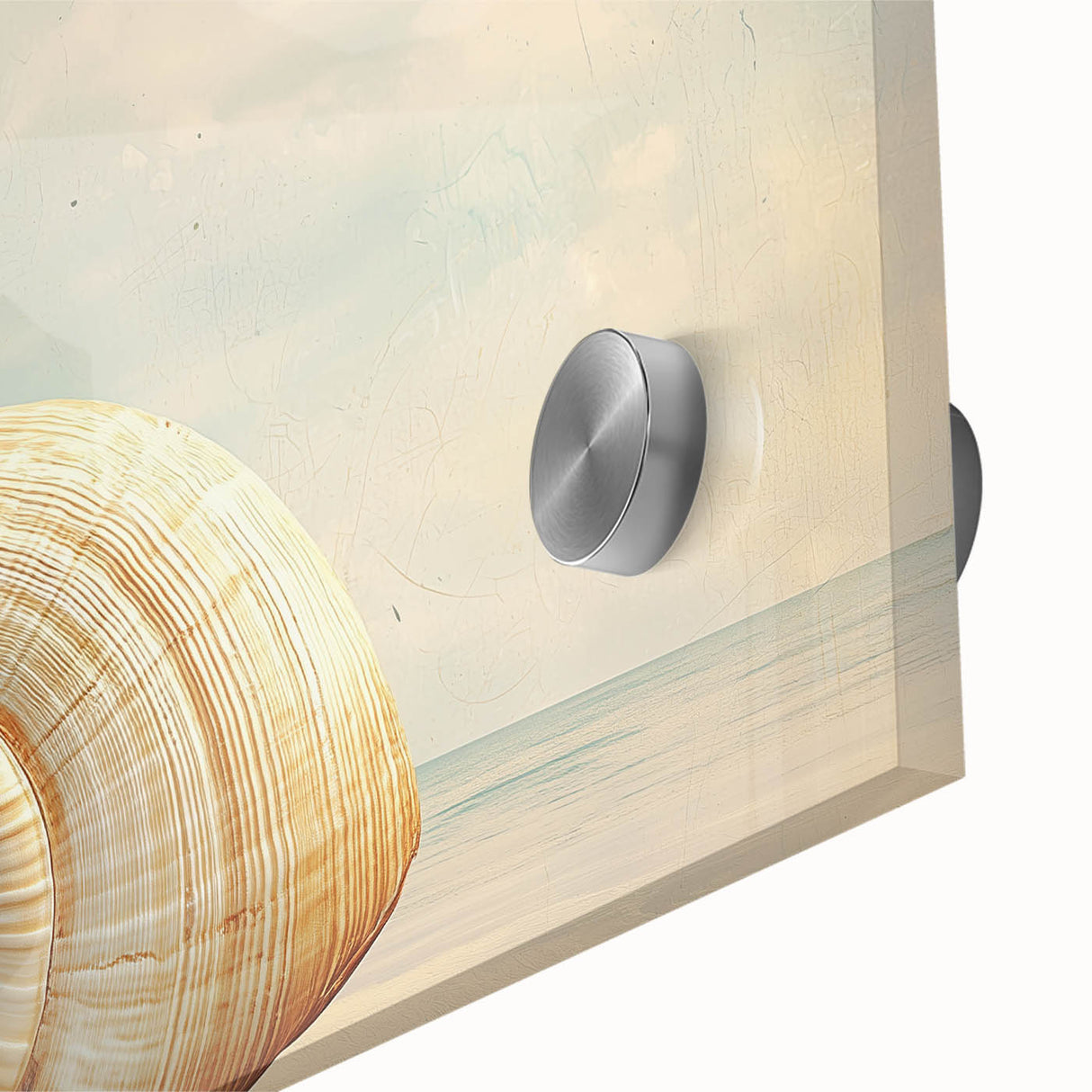 Large abstract wall art featuring close-up nature elements in vibrant green and brown tones on acrylic glass.