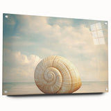 Large abstract wall art depicting close-up nature elements in vibrant greens and blues on acrylic glass.