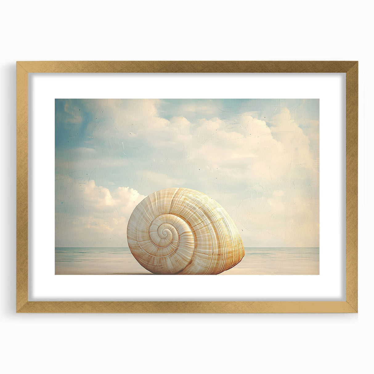 Extra large abstract art print with textured design in earth tones, framed in gold, ideal for living room decor.