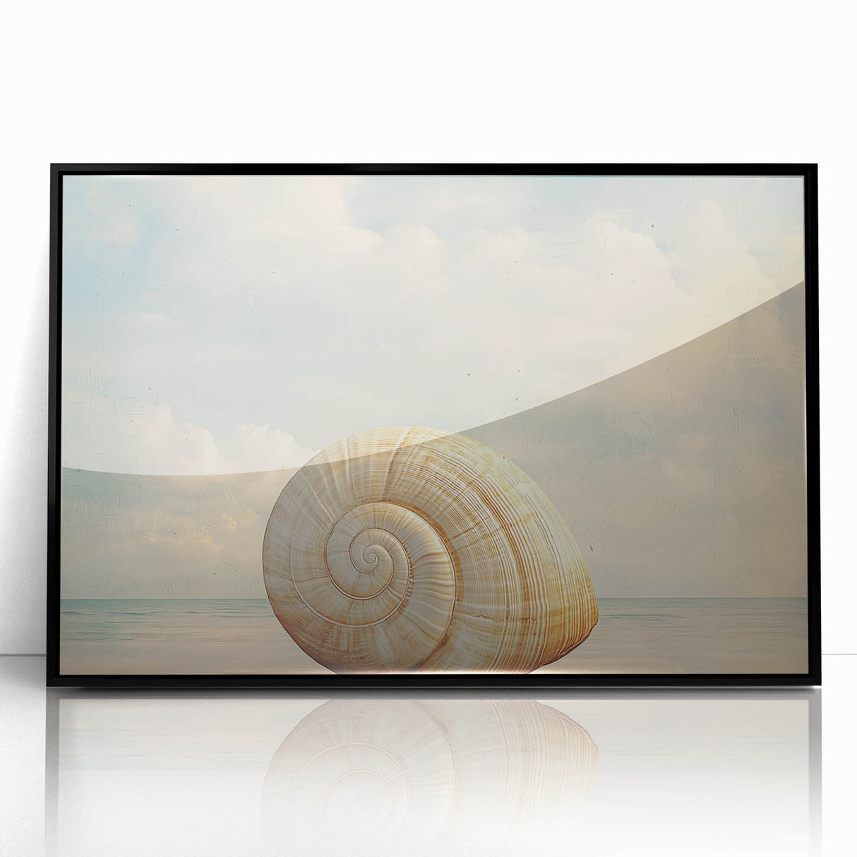 Large abstract wall art featuring swirling blue and green patterns on a framed acrylic.