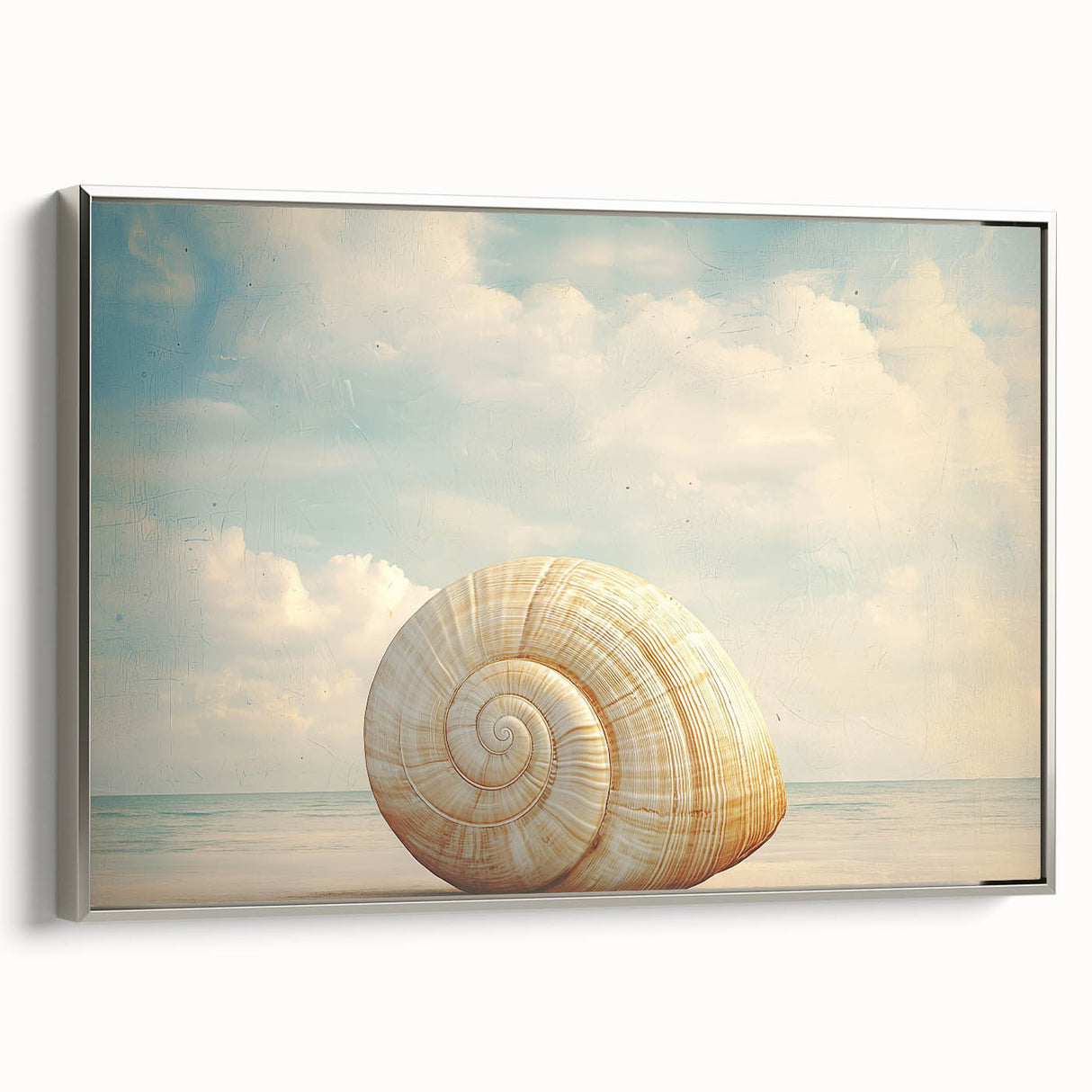 Landscape art painting of a serene lake scene in muted green and blue tones on a framed canvas, ideal for a living room.