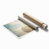 Extra large rolled print featuring close-up floral art in soft pastel shades.