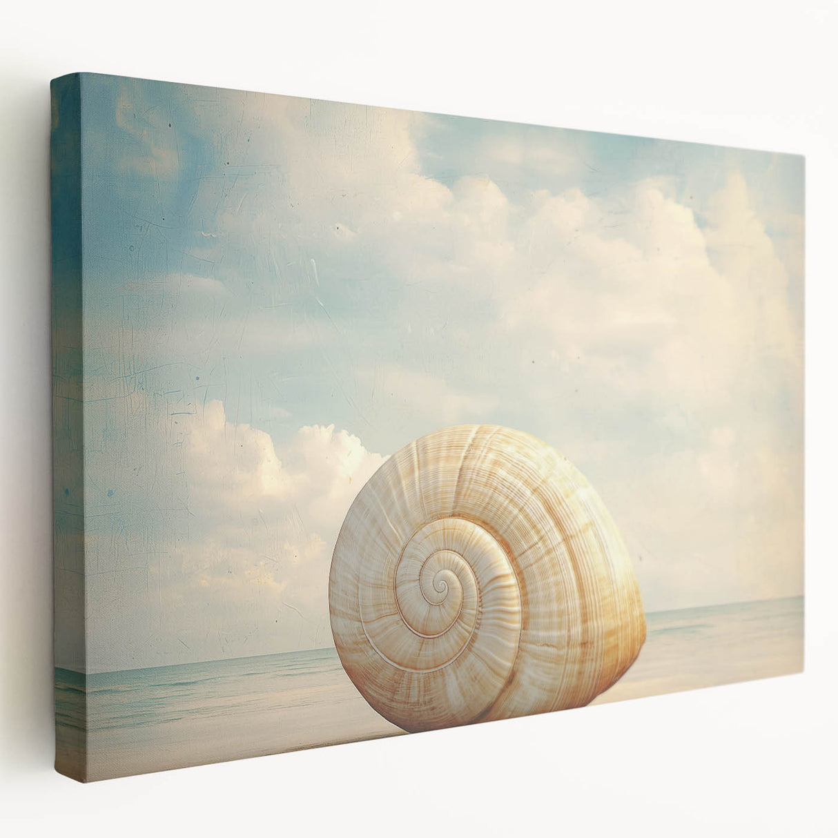 Close-up image of nature elements on a large stretched canvas, featuring green and brown tones, ideal for kitchen wall art.